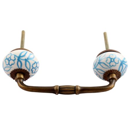 Turquoise Leaf Floral Ceramic Bridge Handle